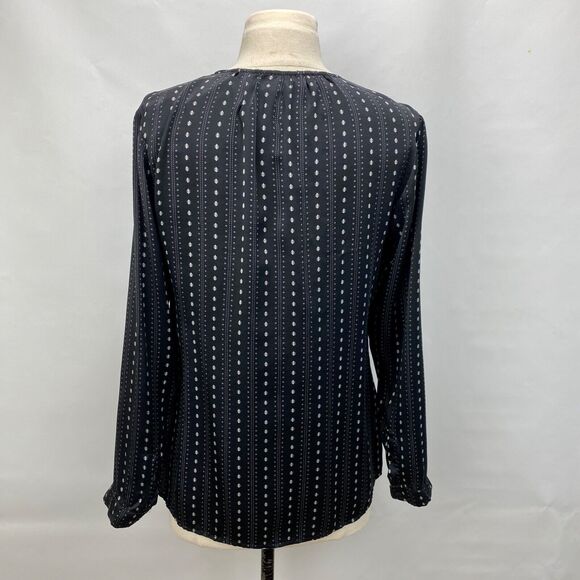 Ecru Womans Black Silk Blouse Small Button Front Long Sleeves Career Casual New - Picture 9 of 15